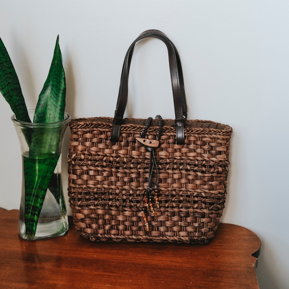 HANDMADE CORN HUSK WEAVE/WOVEN BASKET PURSE